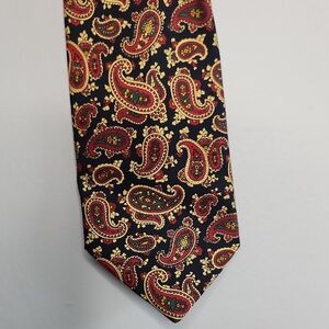 The Burlington Knot By J. Press Paisley Patterned Tie - Black, Red, Gold